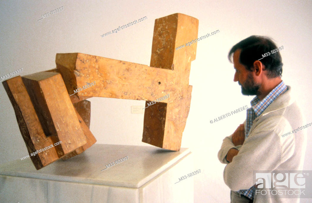 Stock Photo: Museo de Arte Abstracto de Cuenca. 'Abesti Gogorra I' by Chillida. Castilla la Mancha. Spain.
