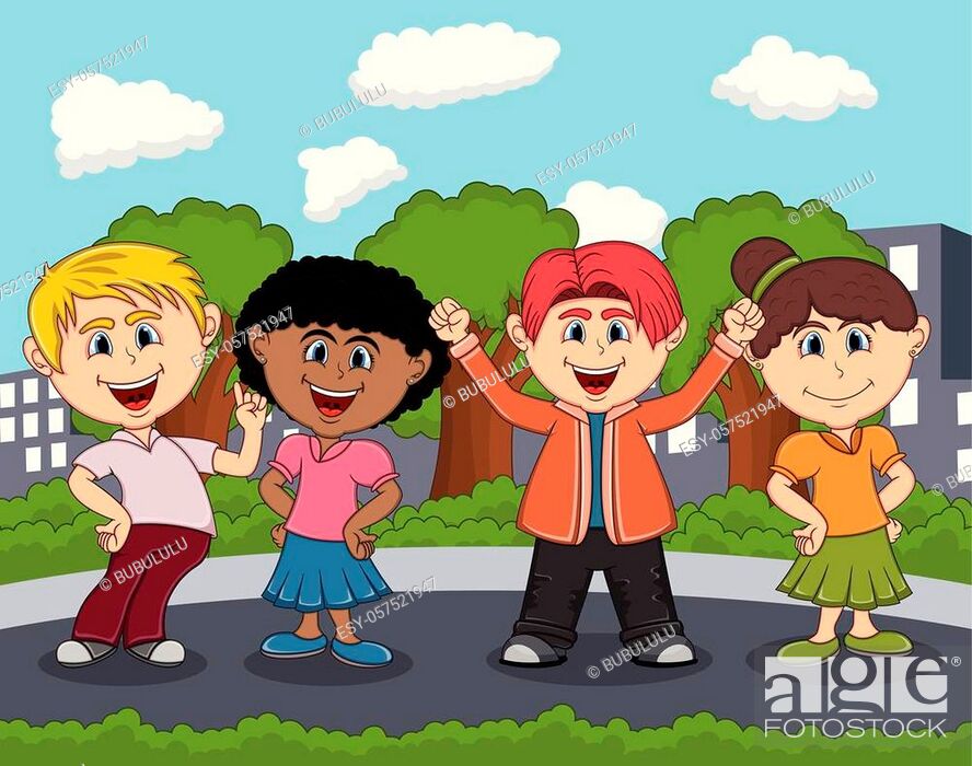 Children playing on the street park cartoon - full color, Stock Vector,  Vector And Low Budget Royalty Free Image. Pic. ESY-057521947 | agefotostock