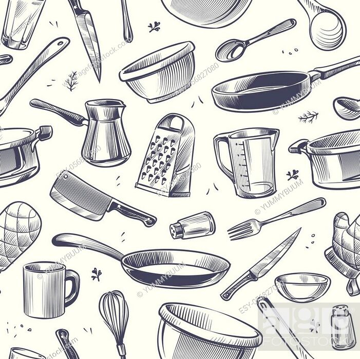 Kitchen Utensils In Sketch Style High-Res Vector Graphic - Getty Images