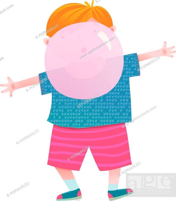 Funny little boy blowing a bubble from chewing gum colorful cartoon, Stock  Vector, Vector And Low Budget Royalty Free Image. Pic. ESY-040835421 |  agefotostock