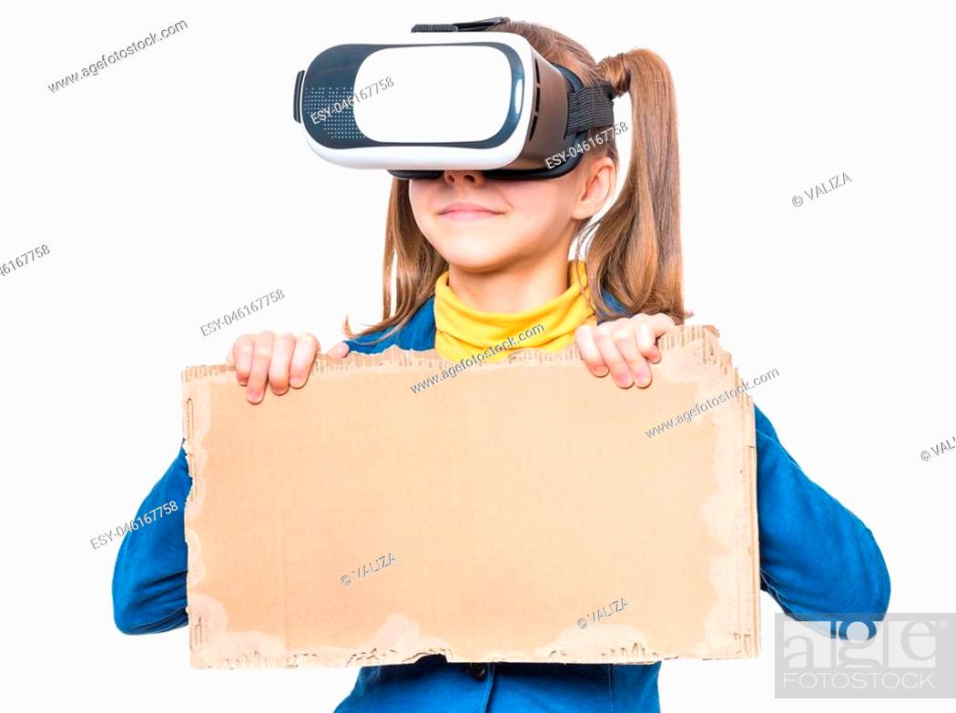 Happy little girl wearing virtual reality goggles watching movies or  playing video games, Stock Photo, Picture And Low Budget Royalty Free  Image. Pic. ESY-046167758 | agefotostock
