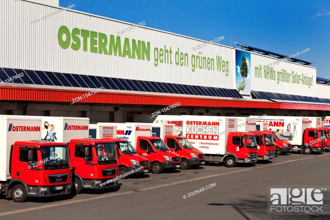 Stock Photo: Moebelhaus Ostermann, alle Auslieferungsfahrzeuge stehen still im Maerz 2020, Corona-Krise, shutdown, Witten, Nordrhein-Westfalen, Deutschland, Europa.