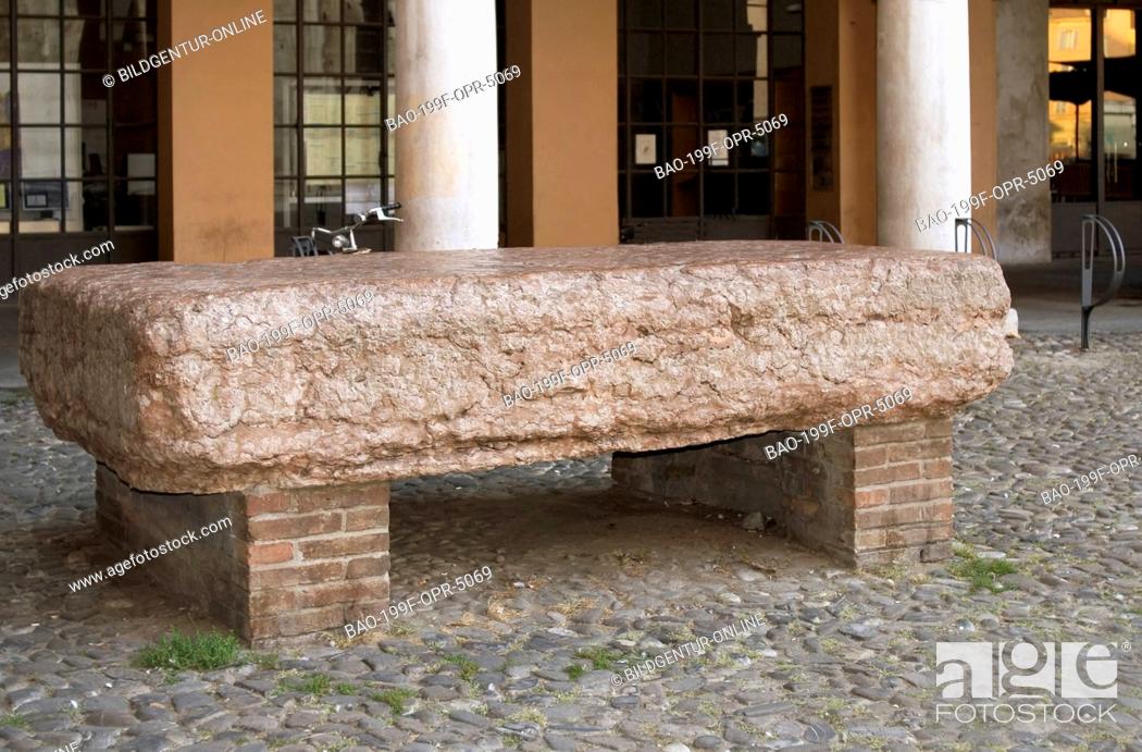 Stock Photo: Image of the Pietra Ringadora in Modena, Emilia-Romagna, Italy.