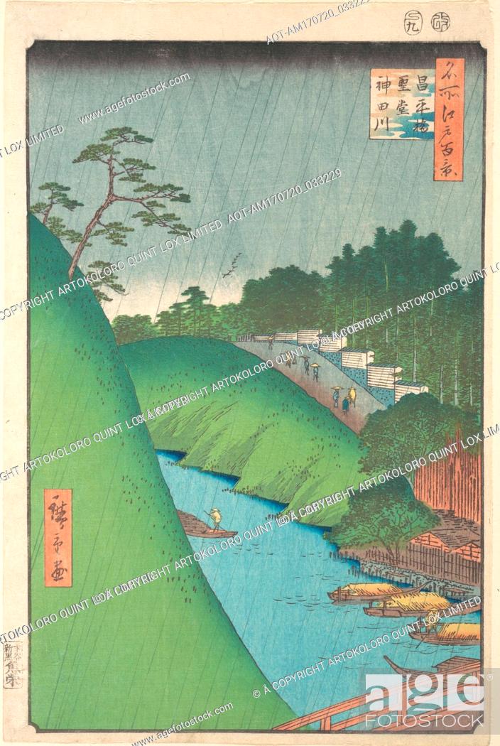Stock Photo: åæ‰€æ±Ÿæˆ¸ç™¾æ™¯ã€€æ˜Œå¹³æ©‹ã€€è–å ‚ã€€ç¥žç”°å·, Shohei Bridge, Seido Temple and Kanda River, Edo period (1615â€“1868), 1857, Japan.