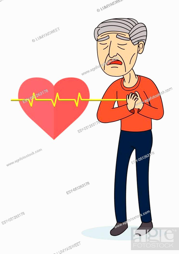 Vector Illustration of Old man having Chest Pain, Heart Burn, Heart Attack  Cartoon Character, Stock Vector, Vector And Low Budget Royalty Free Image.  Pic. ESY-051263178 | agefotostock
