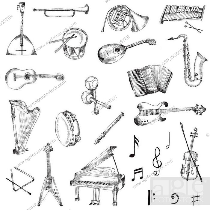 5 Musical Instruments Drawings - YouTube-saigonsouth.com.vn