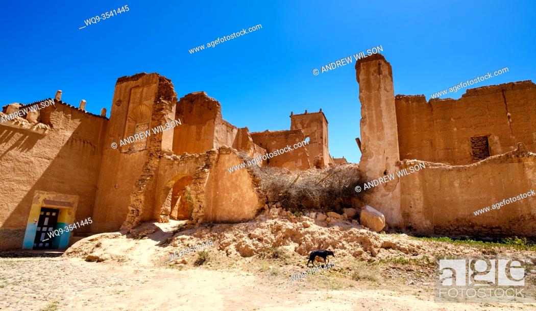 Stock Photo: Glaoui Kasbah left to ruin in Taliwine territory Morocco, North Africa.