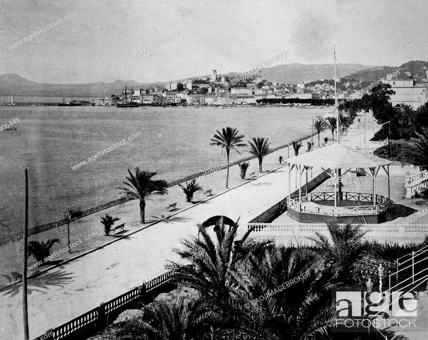 Stock Photo: Early autotype Cannes, Côte d’Azur, France, 1880.
