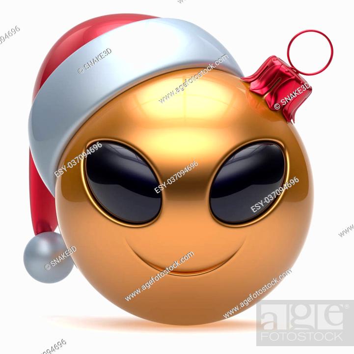 Christmas ball Happy New Year's Eve bauble smiley alien face cartoon cute  emoticon decoration gold, Stock Photo, Photo et Image Low Budget Royalty  Free. Photo ESY-037094696 | agefotostock