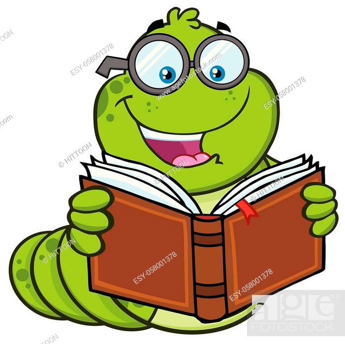 Book Worm Cartoon Mascot Character With Glasses Reading A Book, Stock  Vector, Vector And Low Budget Royalty Free Image. Pic. ESY-058001378 |  agefotostock