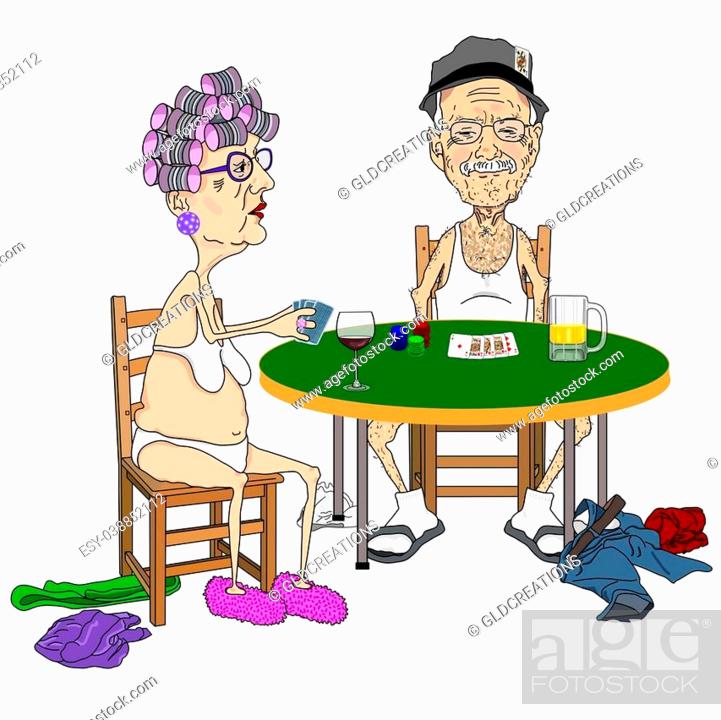 Cartoon-style illustration of an elderly couple playing strip poker, Stock  Photo, Picture And Low Budget Royalty Free Image. Pic. ESY-038852112 |  agefotostock