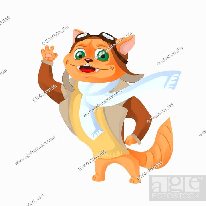 Cute funny animal pilot characters flying on airplane - cat and raccoon,  Stock Vector, Vector And Low Budget Royalty Free Image. Pic. ESY-047091366  | agefotostock