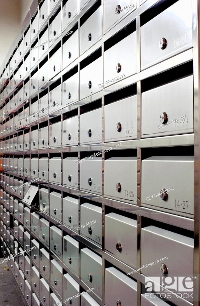 Stock Photo: metallic mailbox array tidy.