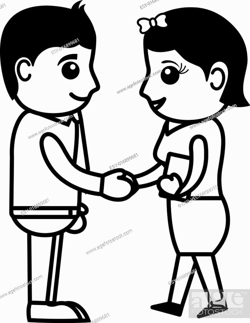 Cartoon Boy and Girl Shaking Hands, Stock Vector, Vector And Low Budget  Royalty Free Image. Pic. ESY-016899681 | agefotostock