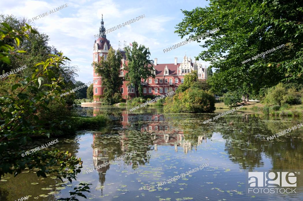 Stock Photo: 20 August 2020, Saxony, Bad Muskau: The castle in the Fürst-Pückler-Park, built in 1520. Photo: Sebastian Kahnert/dpa-Zentralbild/dpa.