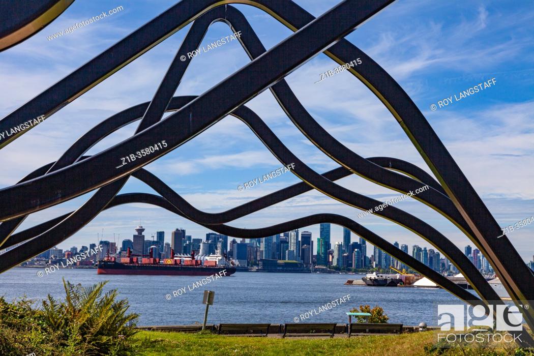 Stock Photo: View of downtown Vancouver from Waterfront Park in North Vancouver.
