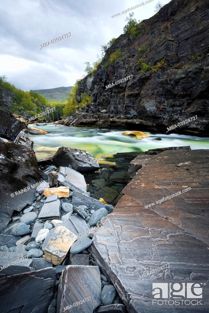 Stock Photo: Sweden, national-park, Abisko, river, rocks, nature.