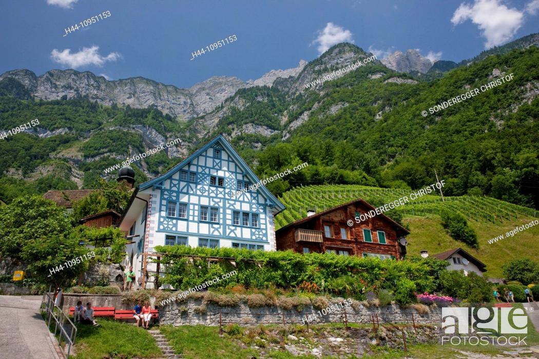 Stock Photo: Switzerland, Europe, Churfirsten, mountain, mountains, autofreely, canton, SG, St. Gallen, St. Gall, Quinten,.
