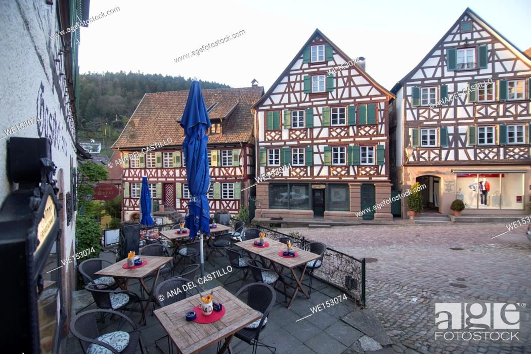 Stock Photo: Traditional half-timbered houses located in the historic center of Schiltach, Black Forest, Baden-Wurtemberg, Germany, Europe.