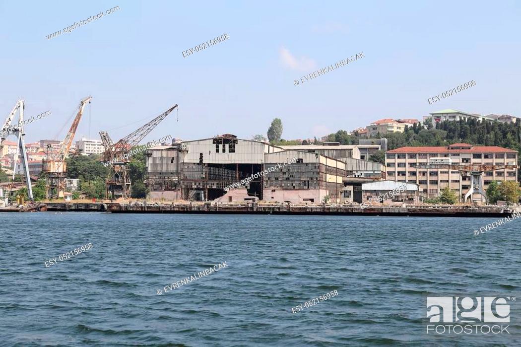 Stock Photo: Old and Abandoned Shipyard in Istanbul City.