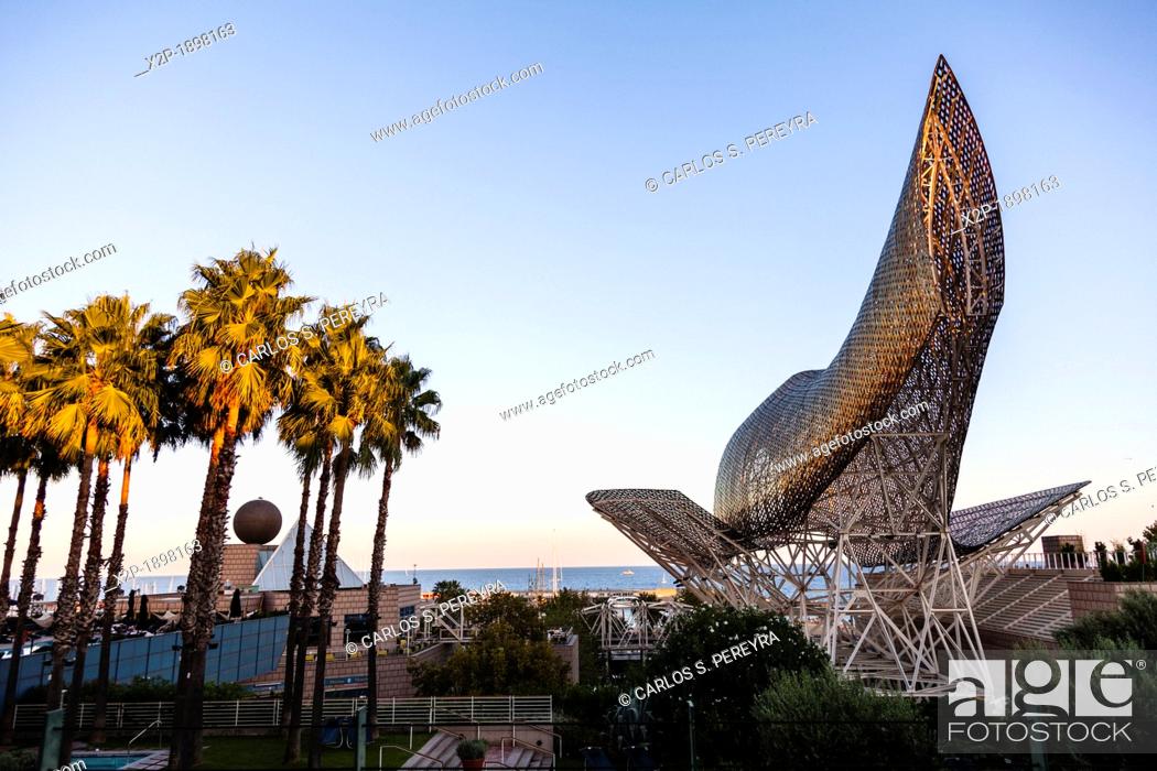 Stock Photo: Peix Fish sculpture by Frank O  Gehry at Port Olímpic, Barcelona  Catalonia, Spain.