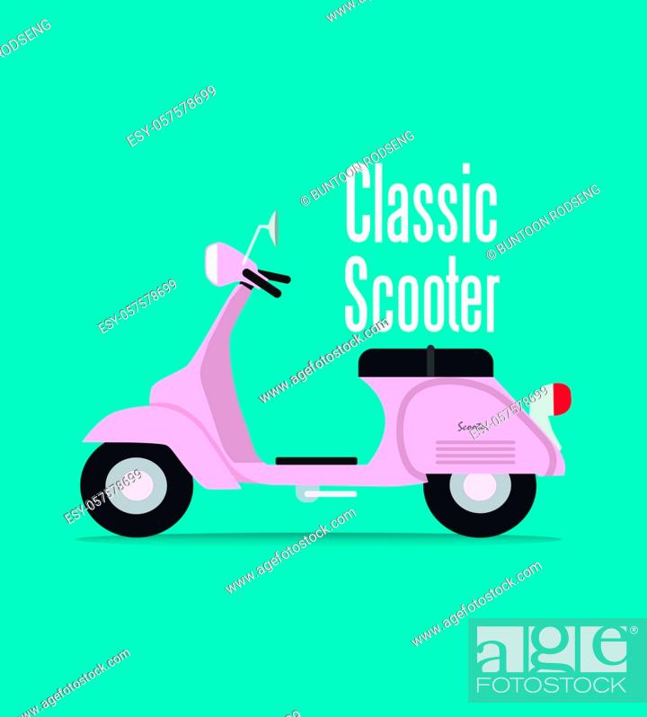 Vector: vintage pink classic scooter of Vector Illustration.