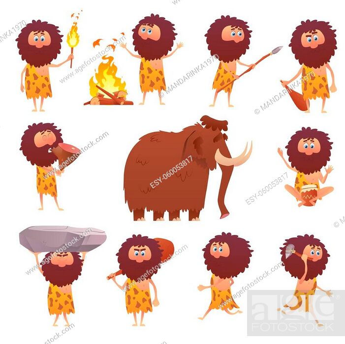 Cartoon stone age and primitive people character. Icons of stone age, Stock  Vector, Vector And Low Budget Royalty Free Image. Pic. ESY-060053817 |  agefotostock