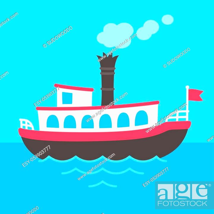 Cute cartoon retro riverboat drawing. Classic American passenger ferry ship  vector illustration, Stock Vector, Vector And Low Budget Royalty Free  Image. Pic. ESY-053903777 | agefotostock