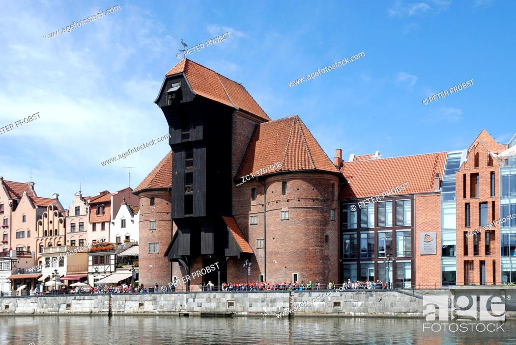 Stock Photo: Old Port of Gdansk with the Crane as landmark of the Hanseatic city - Poland.