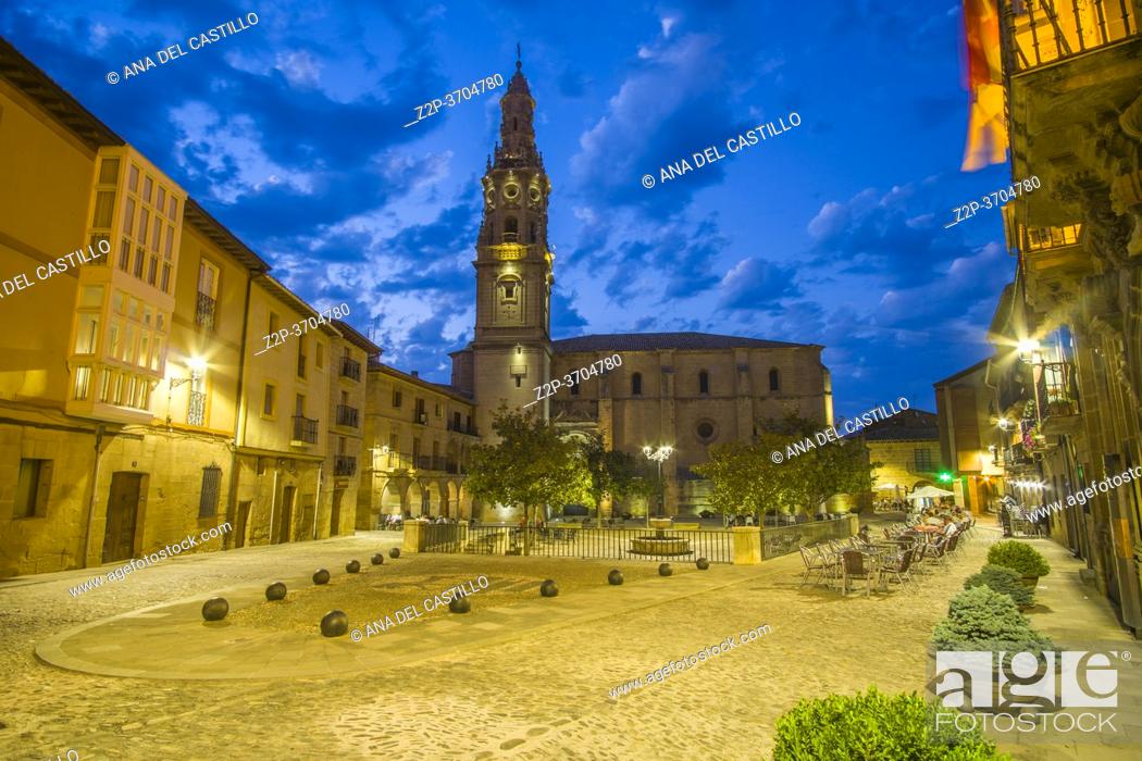 Stock Photo: Briones La Rioja Spain on July, 20, 2020: is part of the Most Beautiful Villages in Spain, la Asuncion the baroque church.