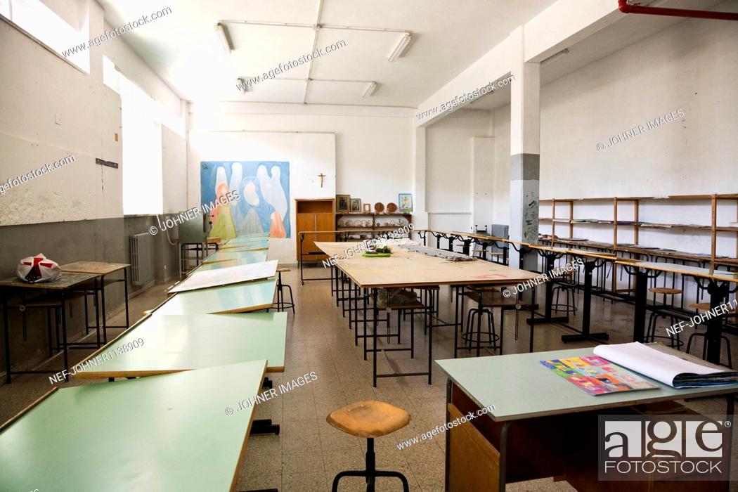 Stock Photo: Empty classroom.