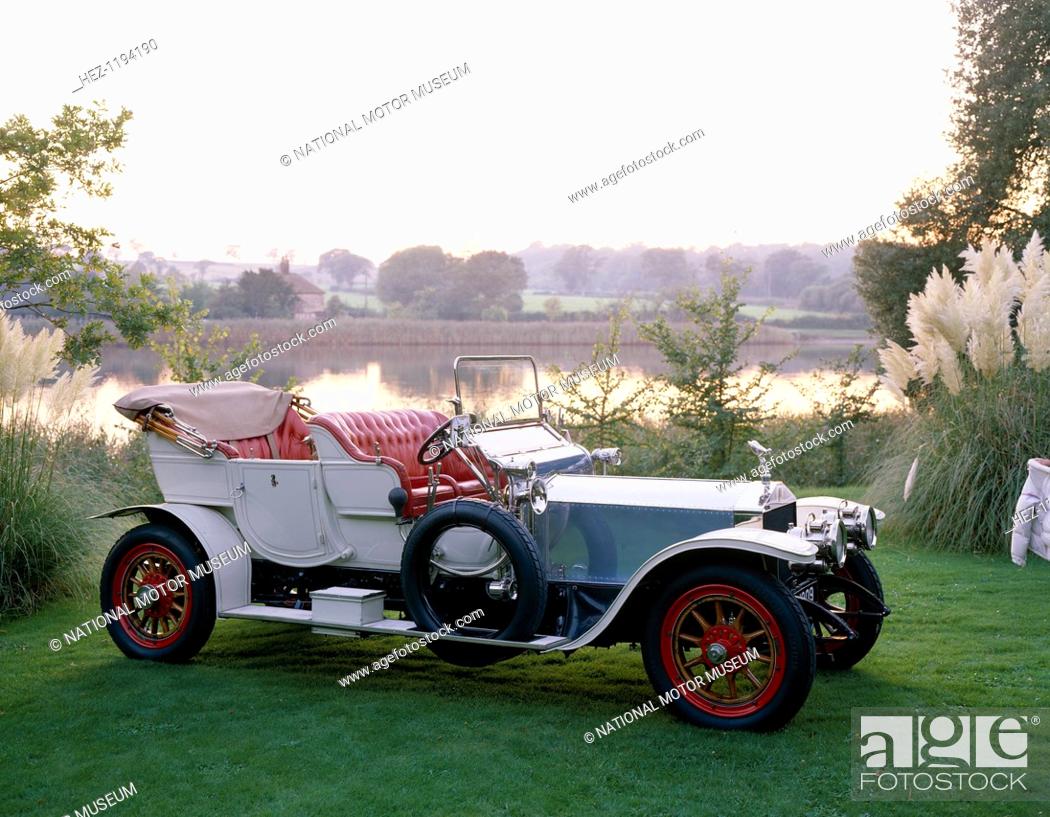 Stock Photo: 1909 Rolls-Royce Silver Ghost. Termed by many the best car in the world, the Silver Ghost was first shown at the London Motor Show at Olympia in 1906.