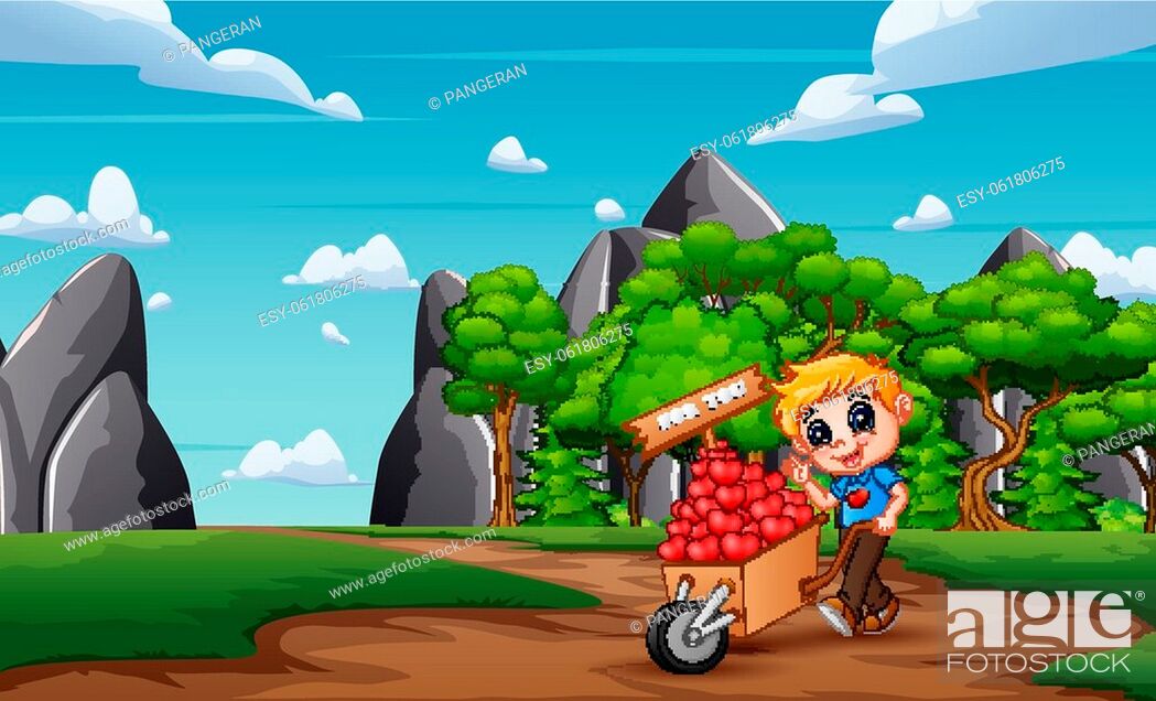 Cartoon a boy pushing a trolley full of heart for you, Stock Vector, Vector  And Low Budget Royalty Free Image. Pic. ESY-061806275 | agefotostock