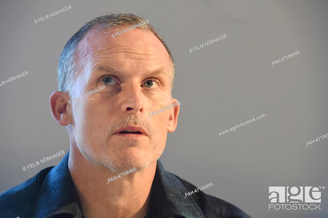 Stock Photo: US American artist Matthew Barney speaks during a press conference about his exhibition ""Matthew Barney: Rivers of Fundament"" at the Haus der Kunst in Berlin.