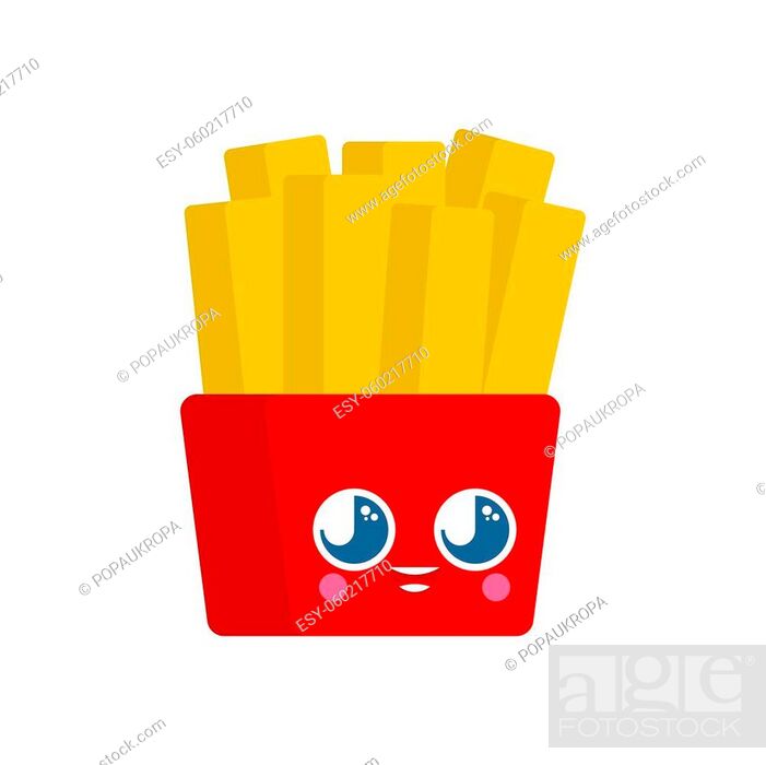 Cute kawaii French fries isolated. funny fastfood cartoon style, Stock  Vector, Vector And Low Budget Royalty Free Image. Pic. ESY-060217710 |  agefotostock