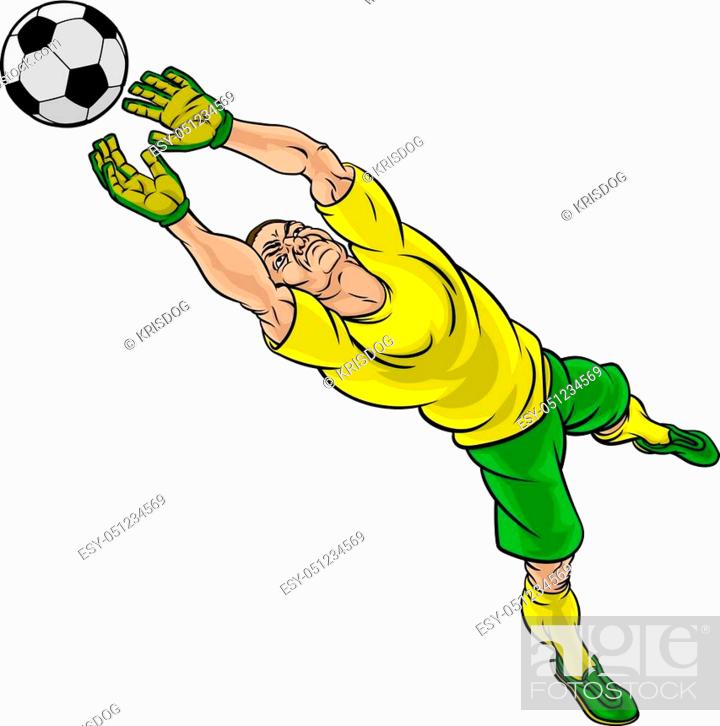 A soccer football player goalkeeper cartoon character saving a goal, Stock  Vector, Vector And Low Budget Royalty Free Image. Pic. ESY-051234569 |  agefotostock