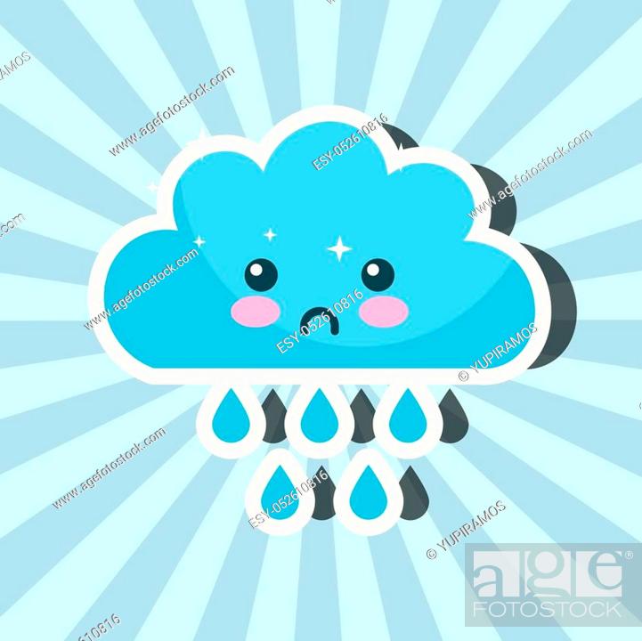kawaii rain cloud drops cartoon weather vector illustration, Stock Vector,  Vector And Low Budget Royalty Free Image. Pic. ESY-052610816 | agefotostock