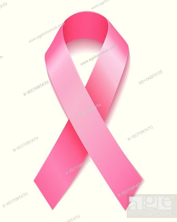 Vector: Pink ribbon isolated on white background. Woman breast cancer symbol for october banner vector illustration.