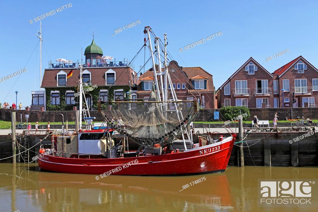 Stock Photo: Shrimp boat, Neuharlingersiel fishing port, East Frisia, Lower Saxony, Germany, Europe.