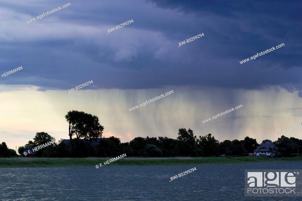 Stock Photo: storm clouds over the bodden, Germany, Mecklenburg-Western Pomerania, Wustrow.