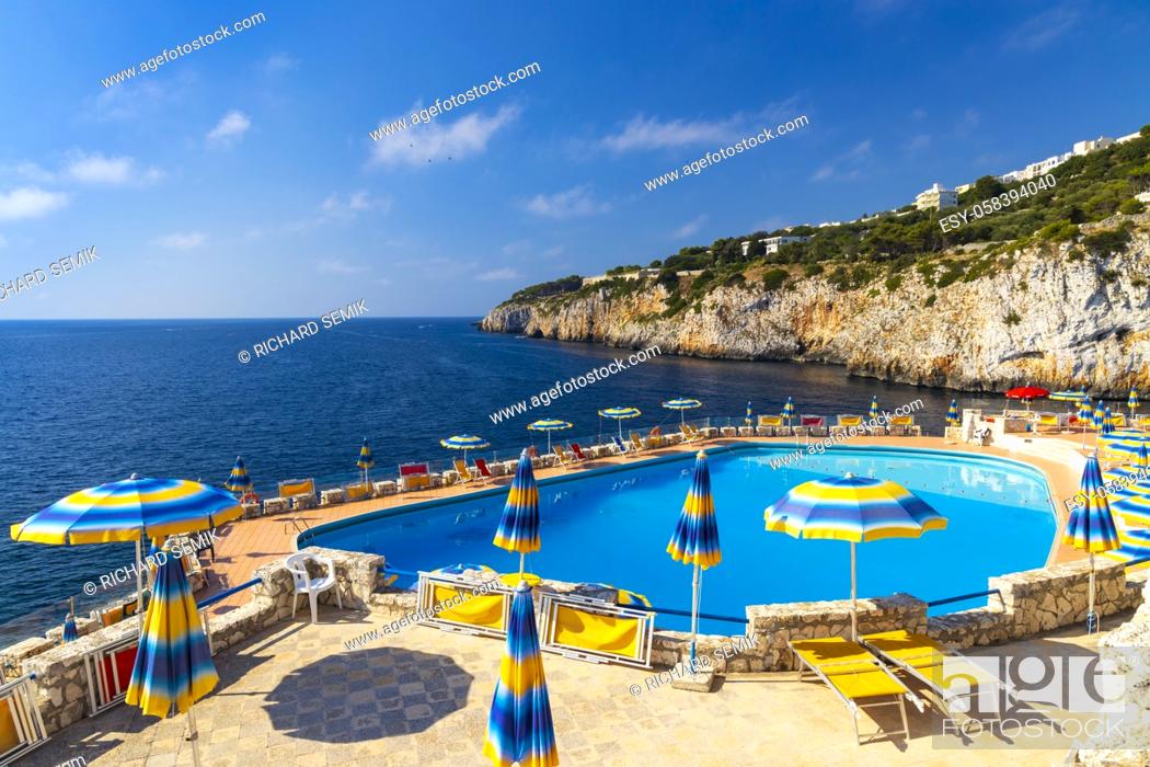 Stock Photo: swimming pool near sea in Zinzulusa, Castro, Province Lecce, Italy.