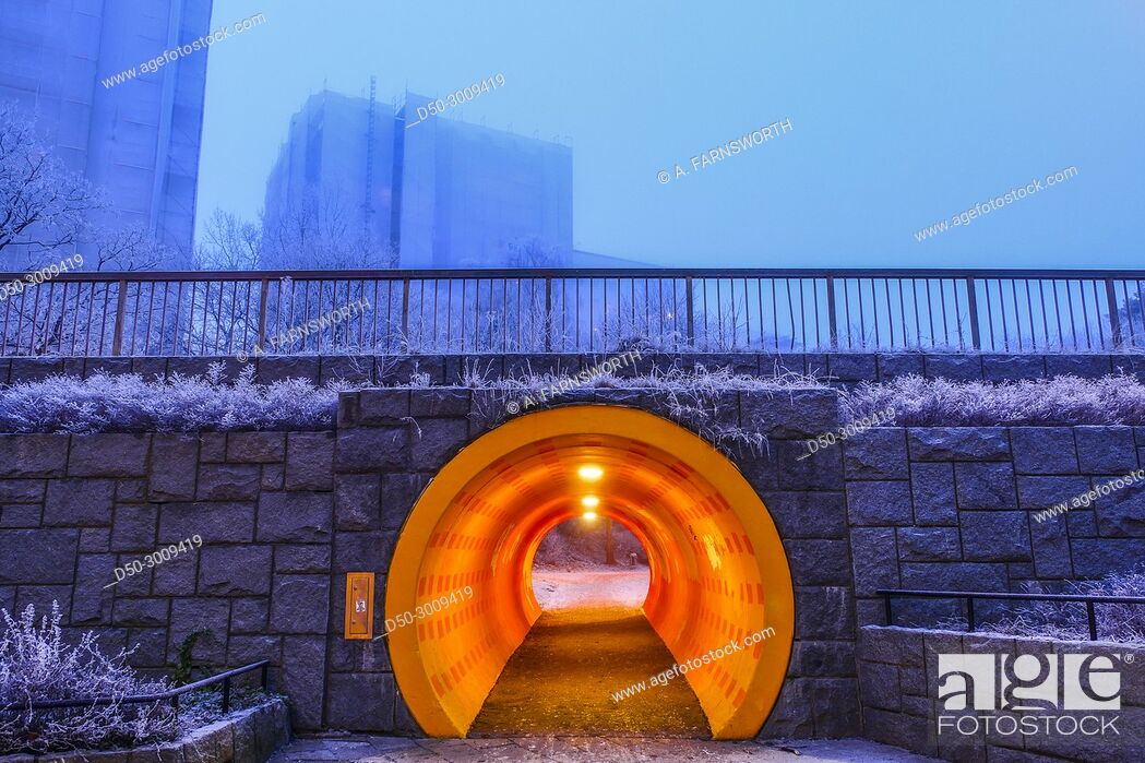 Stock Photo: STOCKHOLM, SWEDEN. Colored tunnel in Fruängen suburb.