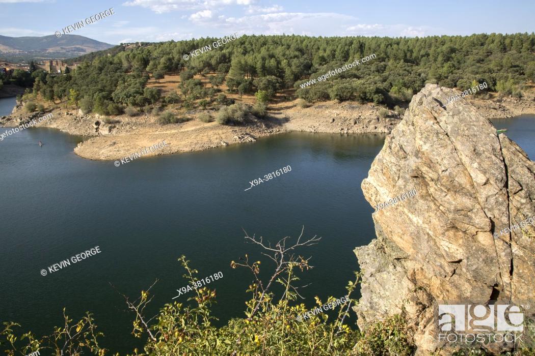 Stock Photo: Viewpoint with Rock, Lozoya River; Buitrago; Madrid; Spain.