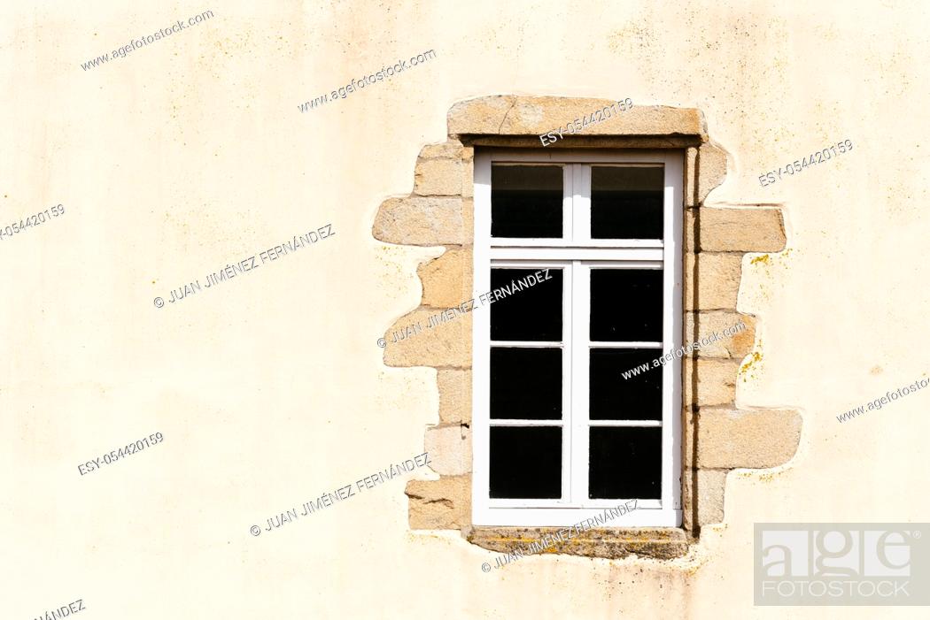 Stock Photo: Old wooden window in french house, vintage background.