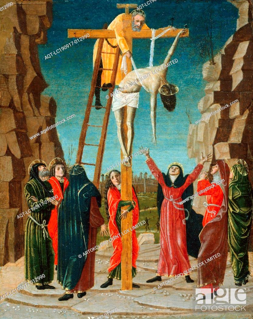 Stock Photo: The Descent from the Cross, c. 1485, Butinone, Bernardino, Italian, c. 1450-before November 1510, Italy, Tempera on panel (poplar), Panel: 26 x 20.