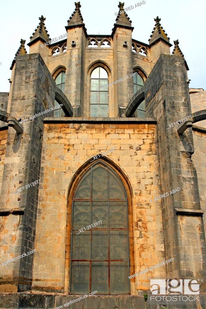 Stock Photo: Cathedral of Santa Maria, Girona, Catalonia, Spain.