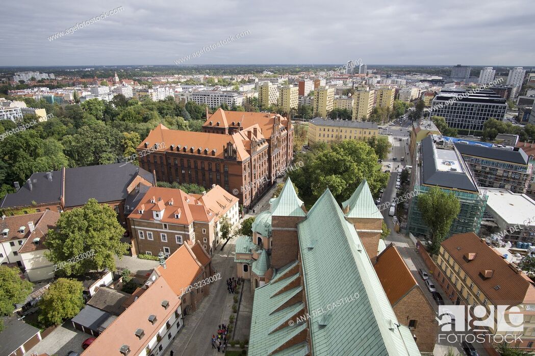 Stock Photo: Wroclaw aerial view from the top of the cathedral Poland.