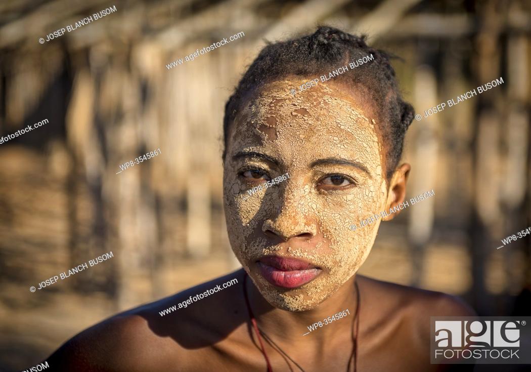 Stock Photo: Portrait Malagasy woman ethnic Sakalava. Morondava, Madagascar.