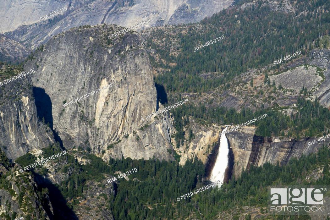 Stock Photo: Yosemite Falls and Half Dome rock, Yosemite National Park, UNESCO World Heritage Site, California, United States of America, North America.