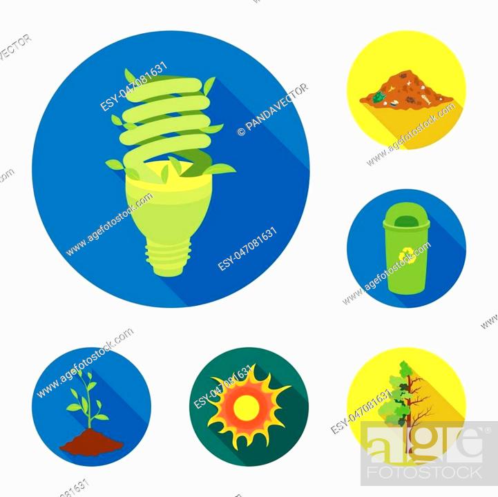 Stock Vector: Bio and ecology flat icons in set collection for design. An ecologically pure product vector symbol stock illustration.